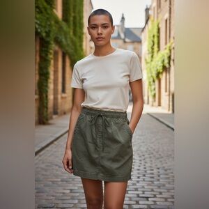 LOFT Olive Green Drawstring Utility Mini Skirt Size Small